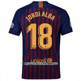 Camisolas de Futebol FC Barcelona Jordi Alba 18 Equipamento Principal 2018/19 Manga Curta